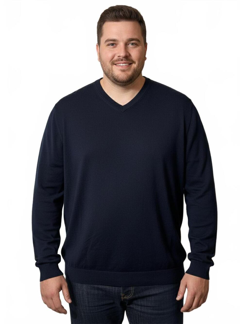 Brooks Brothers Men's Navy V-Neck Sweater 3XL Merino wool